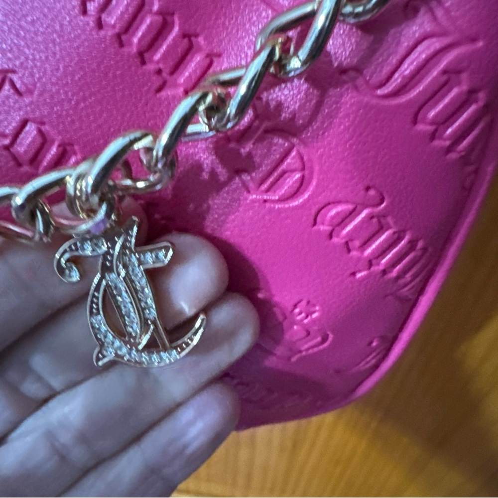 Juicy Couture Pink FlashNot Your Babe  Shoulder Bag with Gold Chain. With Charms - Picture 5 of 13